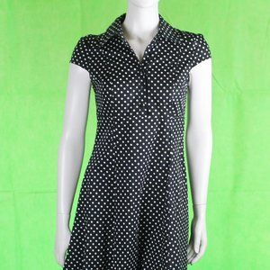 Classic Black Midi Polka Dot Dress